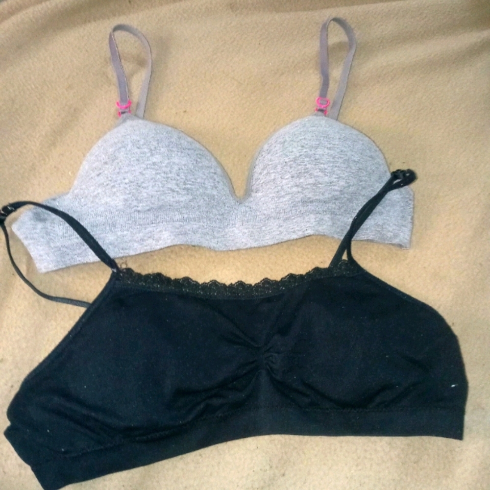 2 Girls Bras one size Medium and one size large
